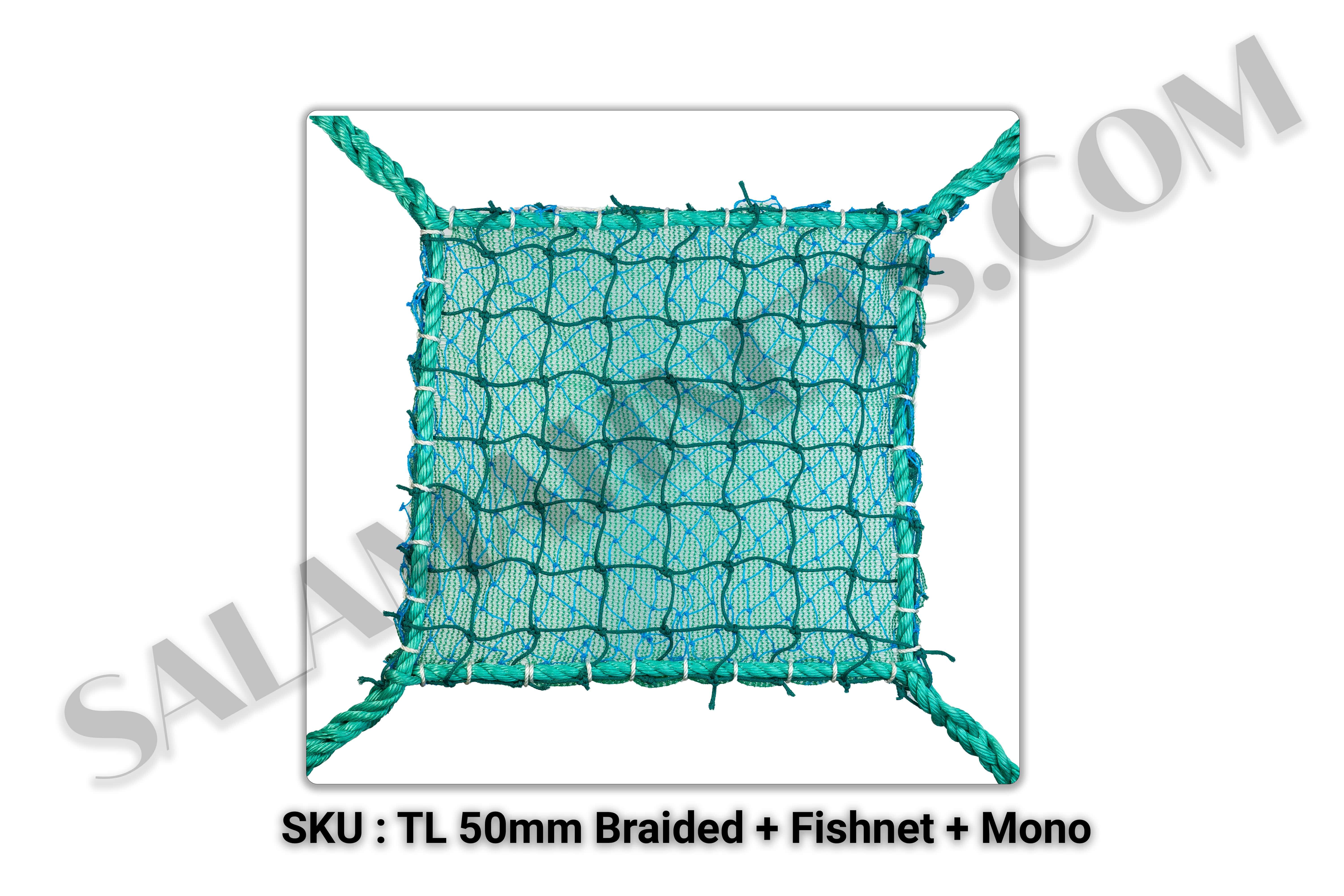 2.5MM braided,50MM Mesh Plus Fish Net with Monofilament Triple Layer Safety Net