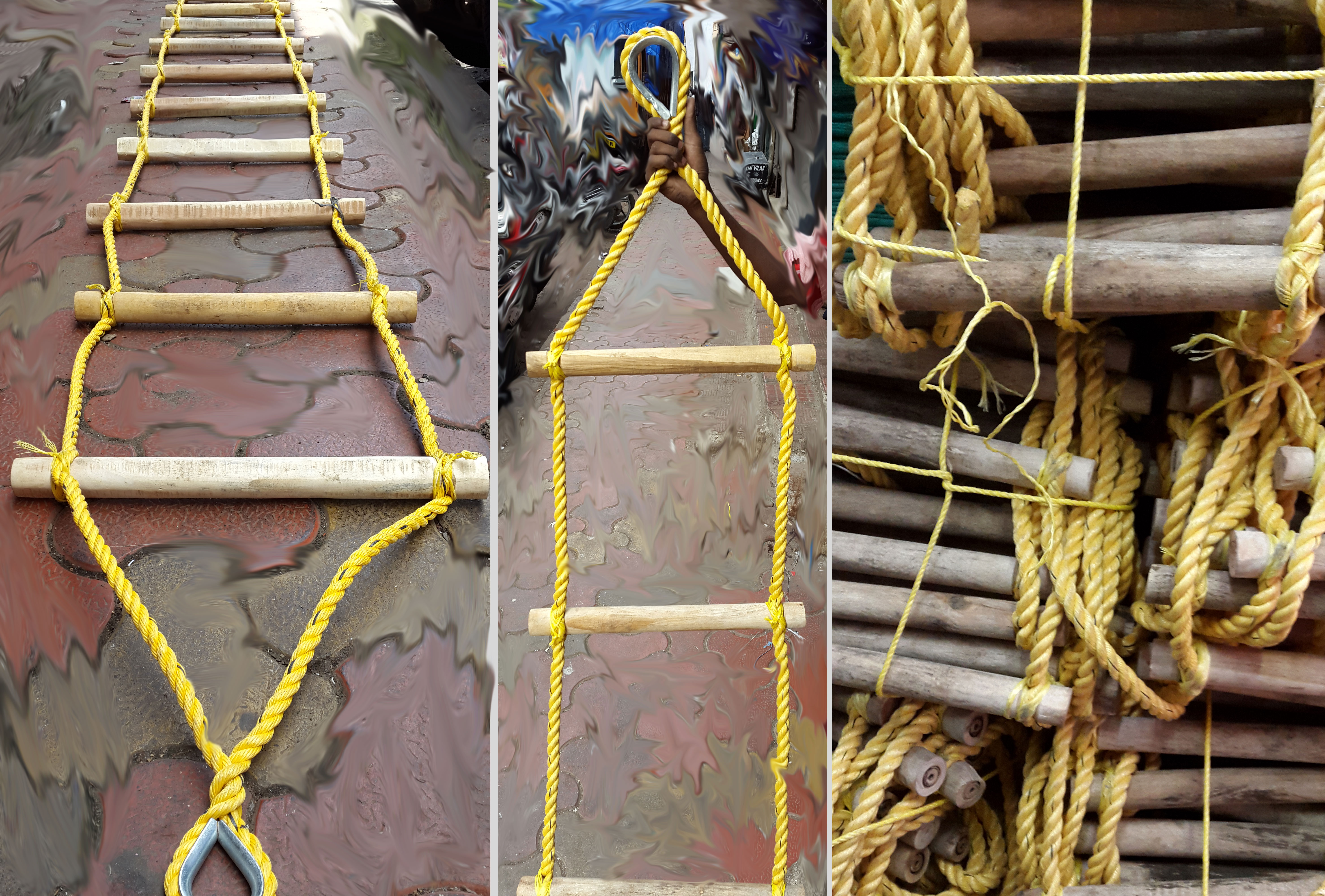 Wooden Ladder Steps Round