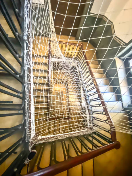 white staircase safety net